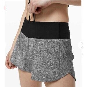 Lululemon Speed Up Mid-Rise Lined 4” Rise 10 Heather Lux Black Graphite Grey